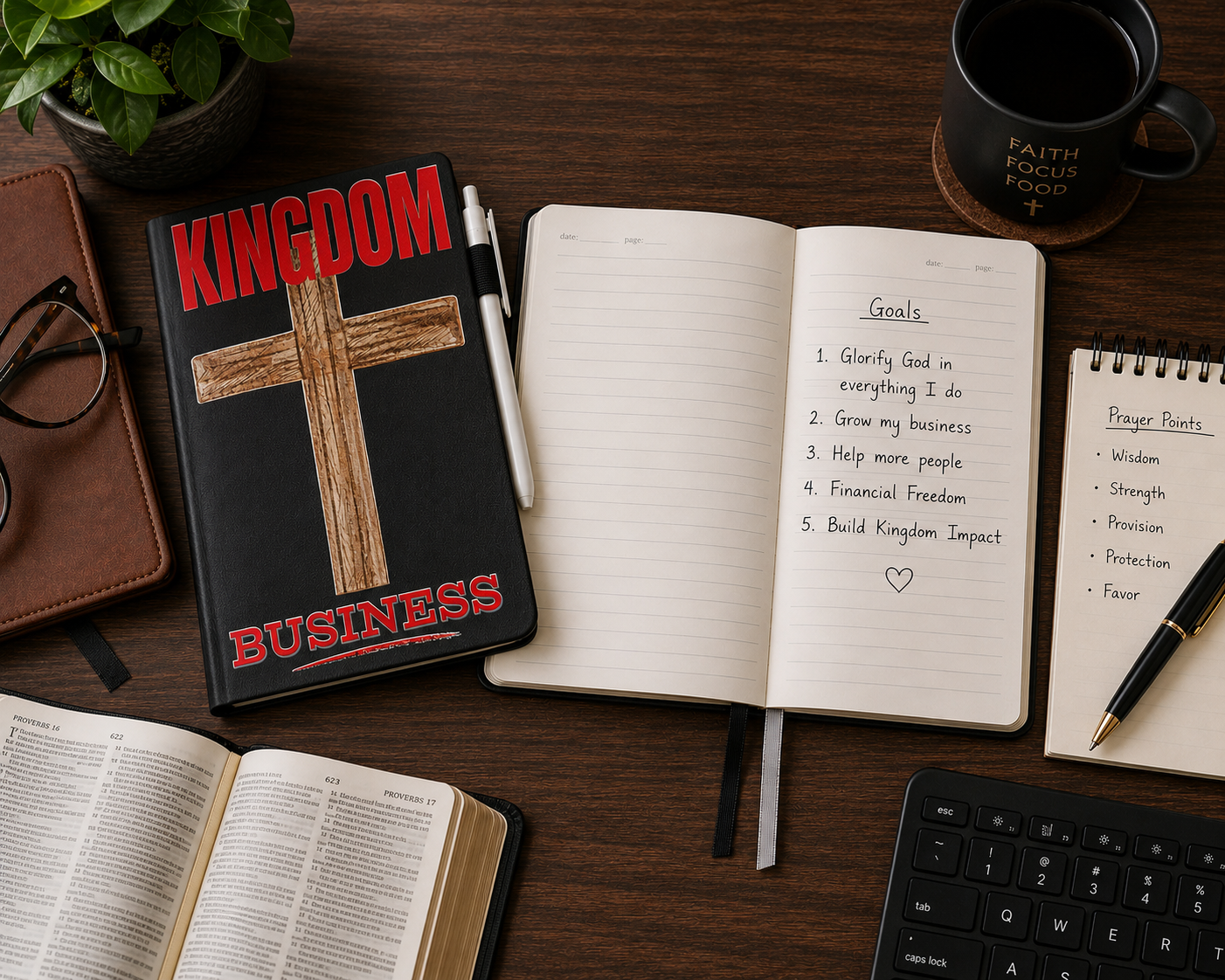 Kingdom Business Journal with Pen | Faith-Based Business Planner & Goal Setting Notebook