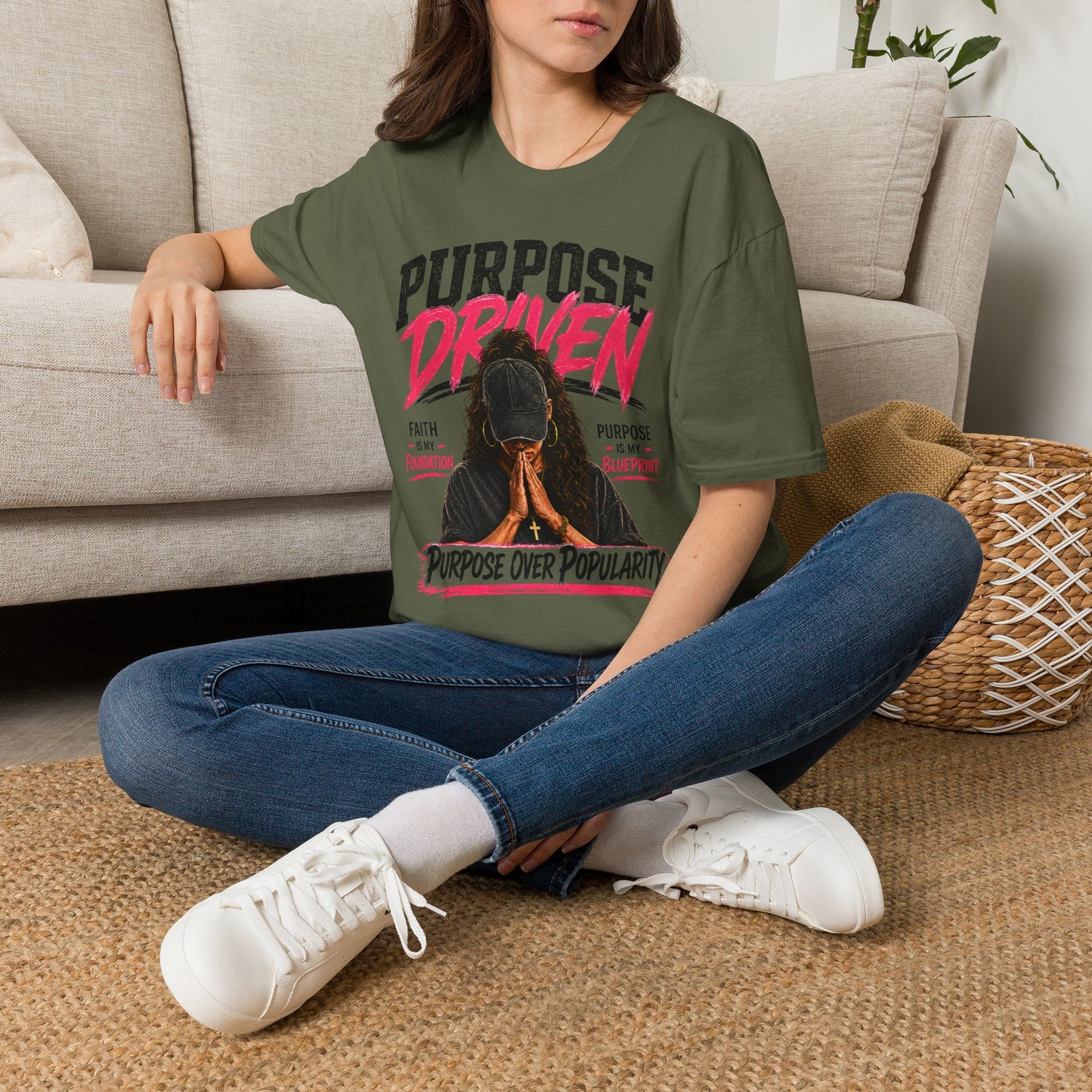 Purpose Over Popularity™ Christian T-Shirt | Faith Is My Foundation | Purpose Is My Blueprint | Inspirational Christian Graphic Tee