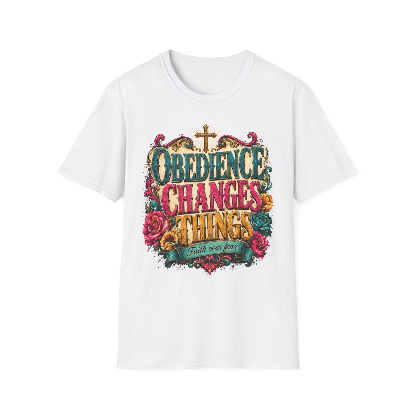 Obedience Changes Things T-Shirt — Christian Faith Cross Inspirational Tee