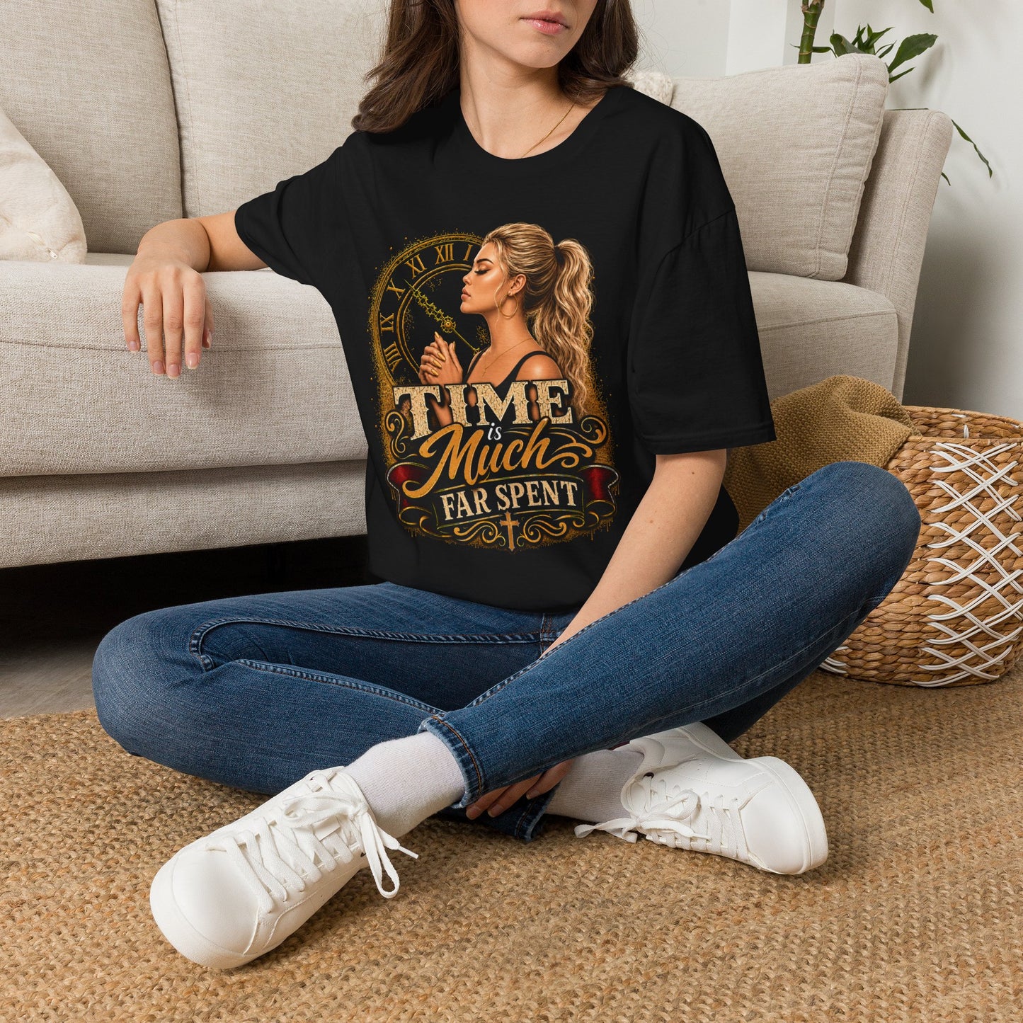 Time Is Much Far Spent Christian Graphic T-Shirt | Faith-Based Women's Inspirational Tee | Christian Gift