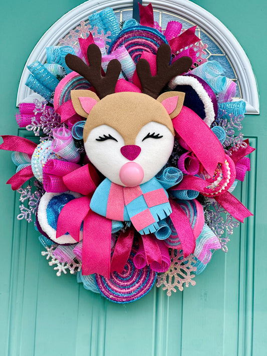 Handmade Reindeer Holiday Wreath