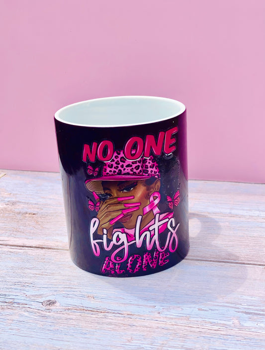 Color Changing Mug-"No One Fights Alone" Breast Cancer Awareness Gift