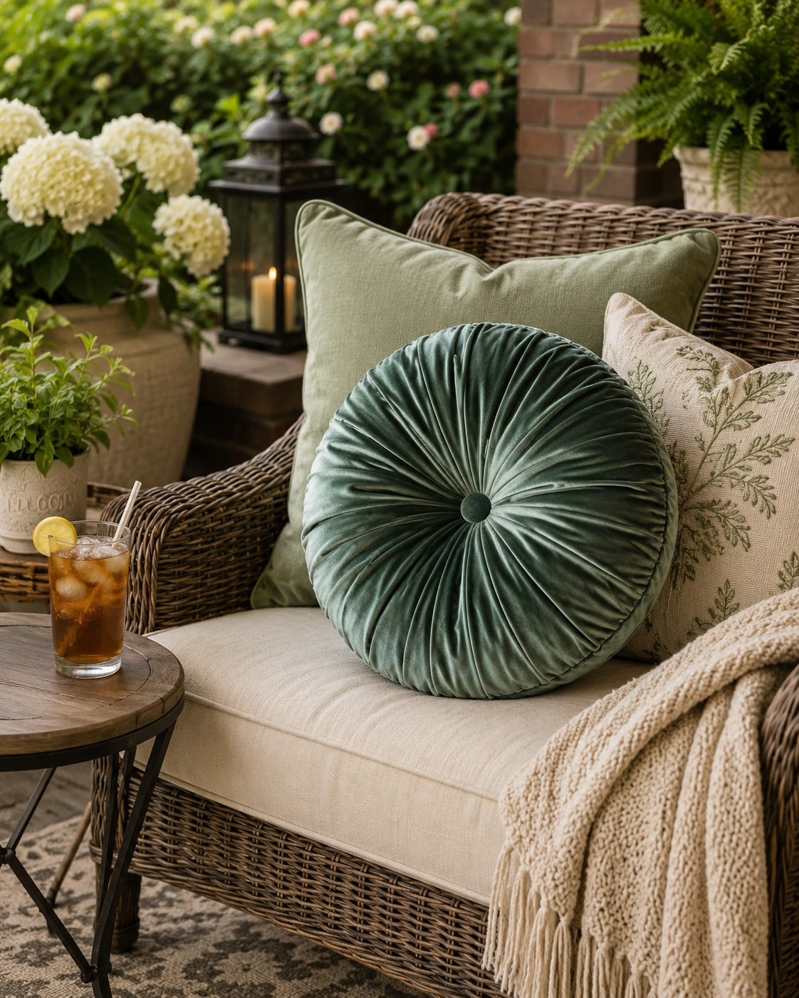 18 Inch Sage Green Velvet Round Tufted Pillow | Handmade Luxe Throw Pillow | Elegant Velvet Cushion | Glam Home Decor Accent