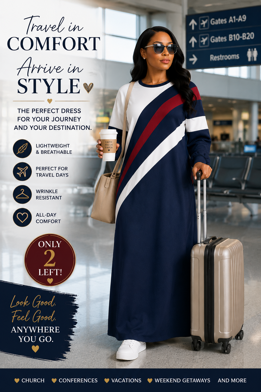 Navy Color Block Maxi Dress | Modest Women's Conference & Church Dress