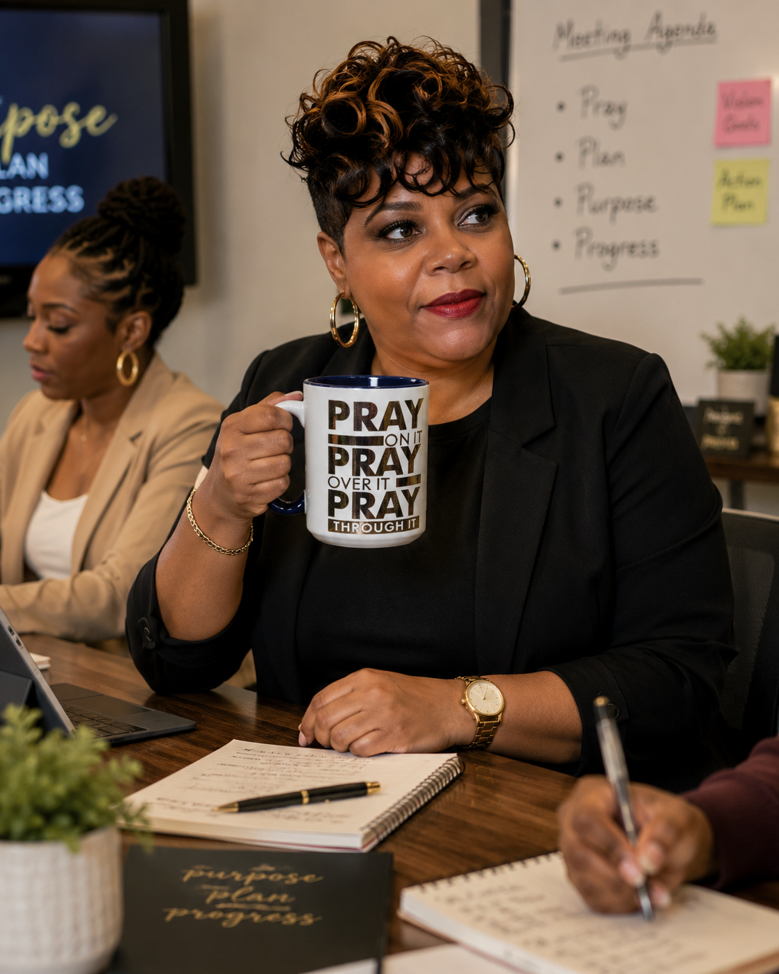 Pray On It Pray Over It Pray Through It 15 oz Inspirational Coffee Mug | Christian Gift for Women | Faith-Based Ceramic Mug