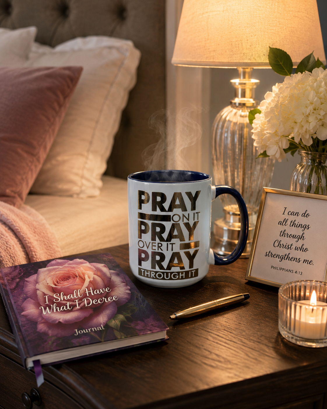 Pray On It Pray Over It Pray Through It 15 oz Inspirational Coffee Mug | Christian Gift for Women | Faith-Based Ceramic Mug