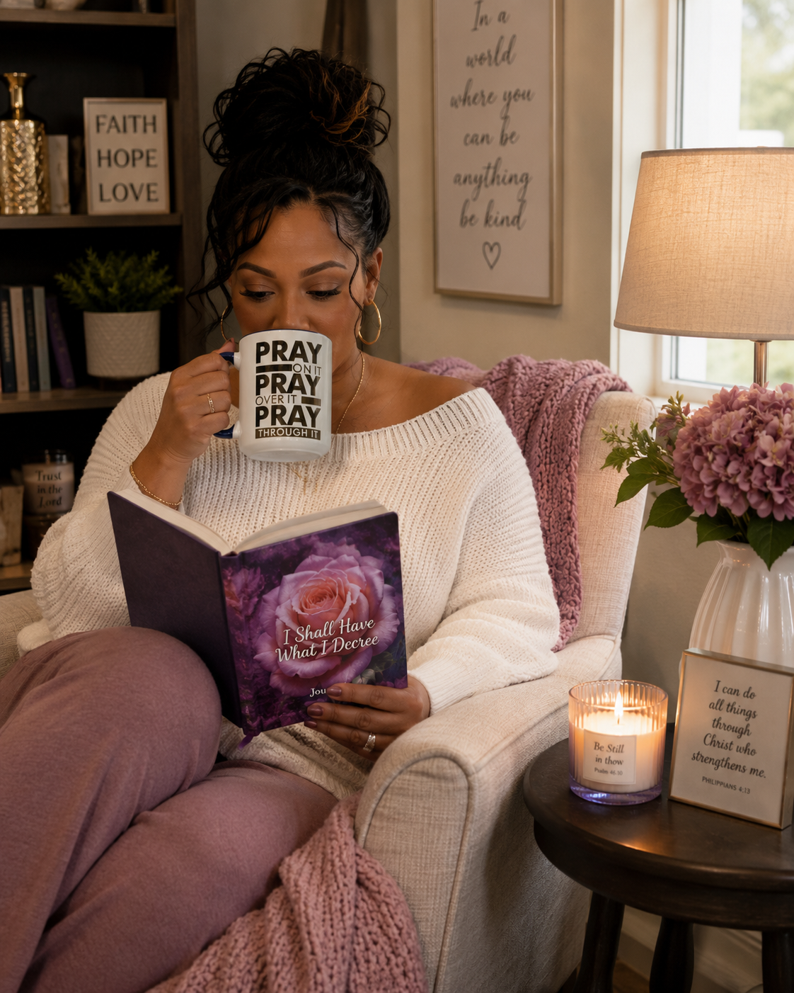Pray On It Pray Over It Pray Through It 15 oz Inspirational Coffee Mug | Christian Gift for Women | Faith-Based Ceramic Mug