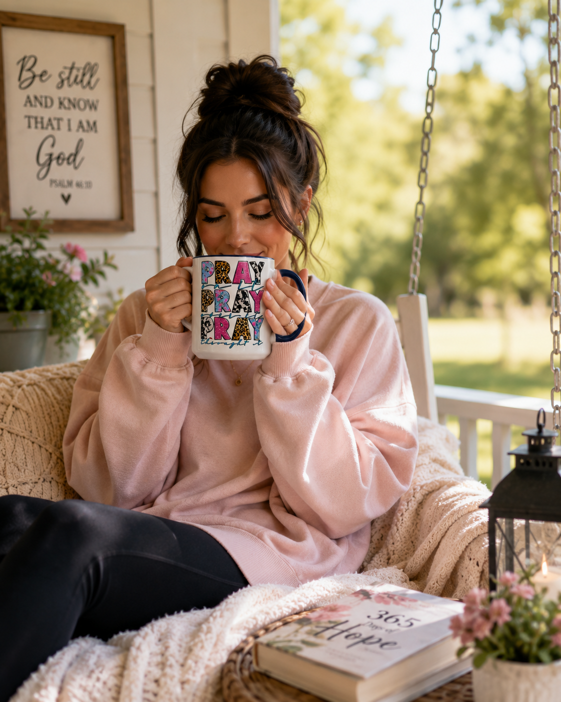 Pray On It Pray Over It Pray Through It 15 oz Christian Coffee Mug | Inspirational Faith Gift for Women