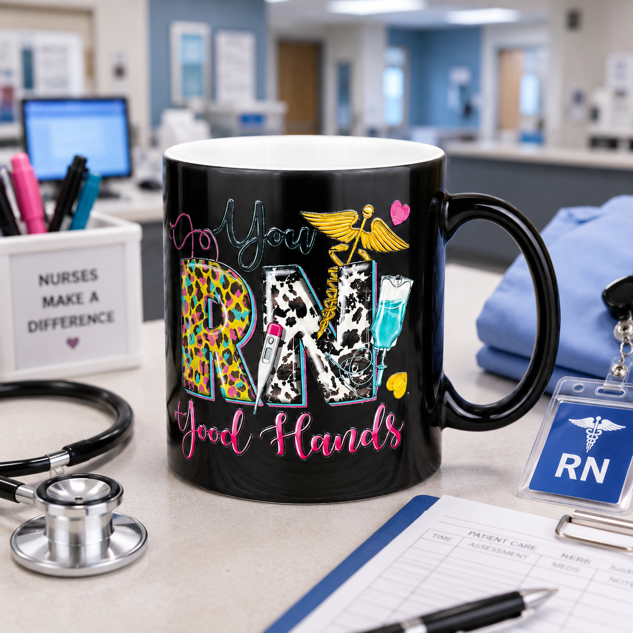 Heat-Activated Nurse Mug – “You RN Good Hands”