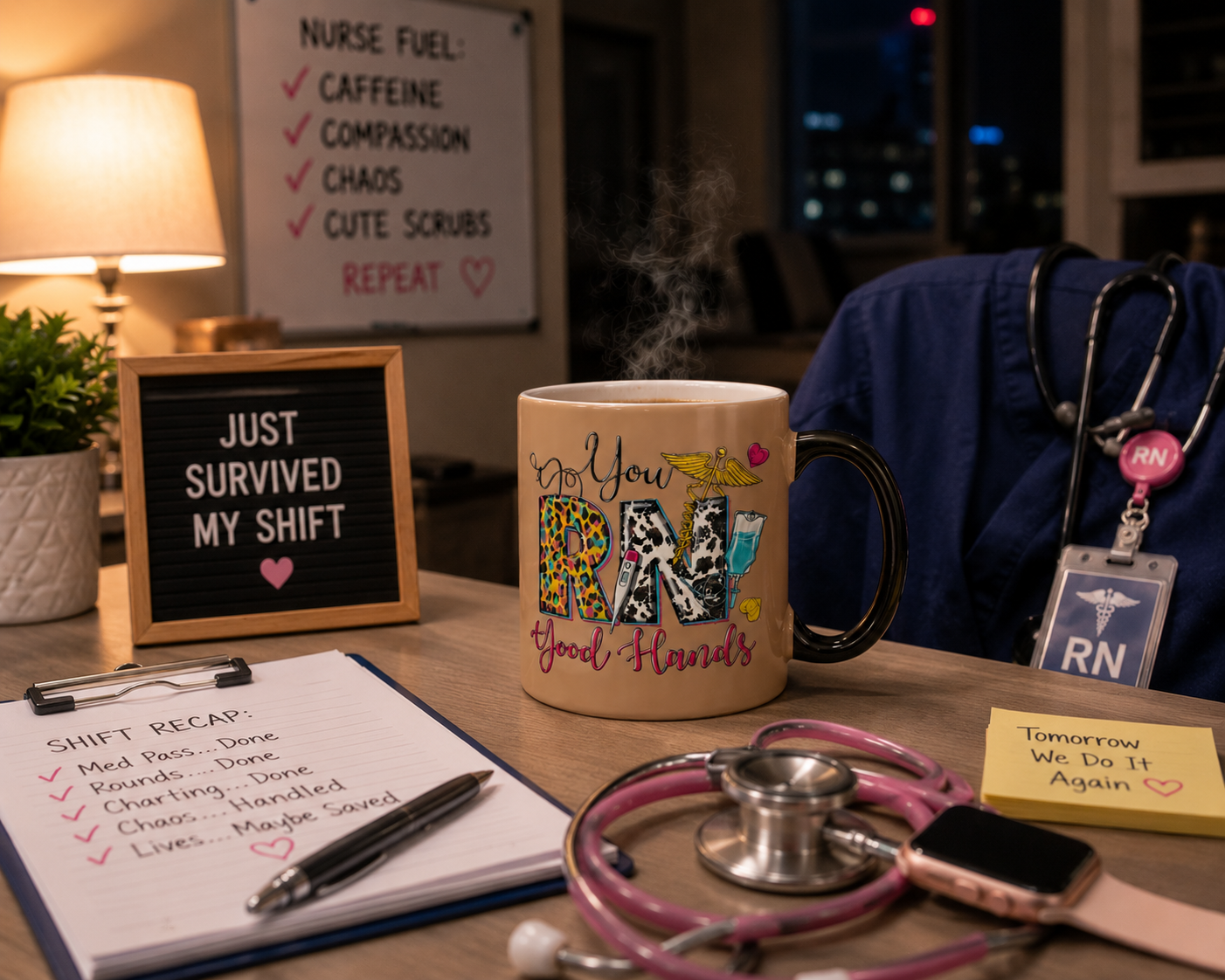 Heat-Activated Nurse Mug – “You RN Good Hands”