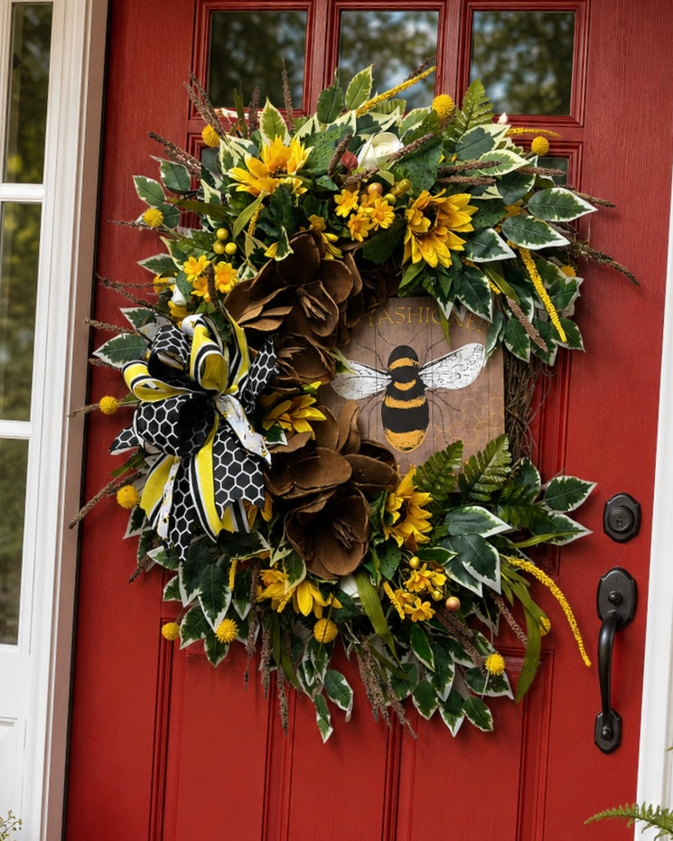 Bee Welcome Farmhouse Wreath 🐝🌻
