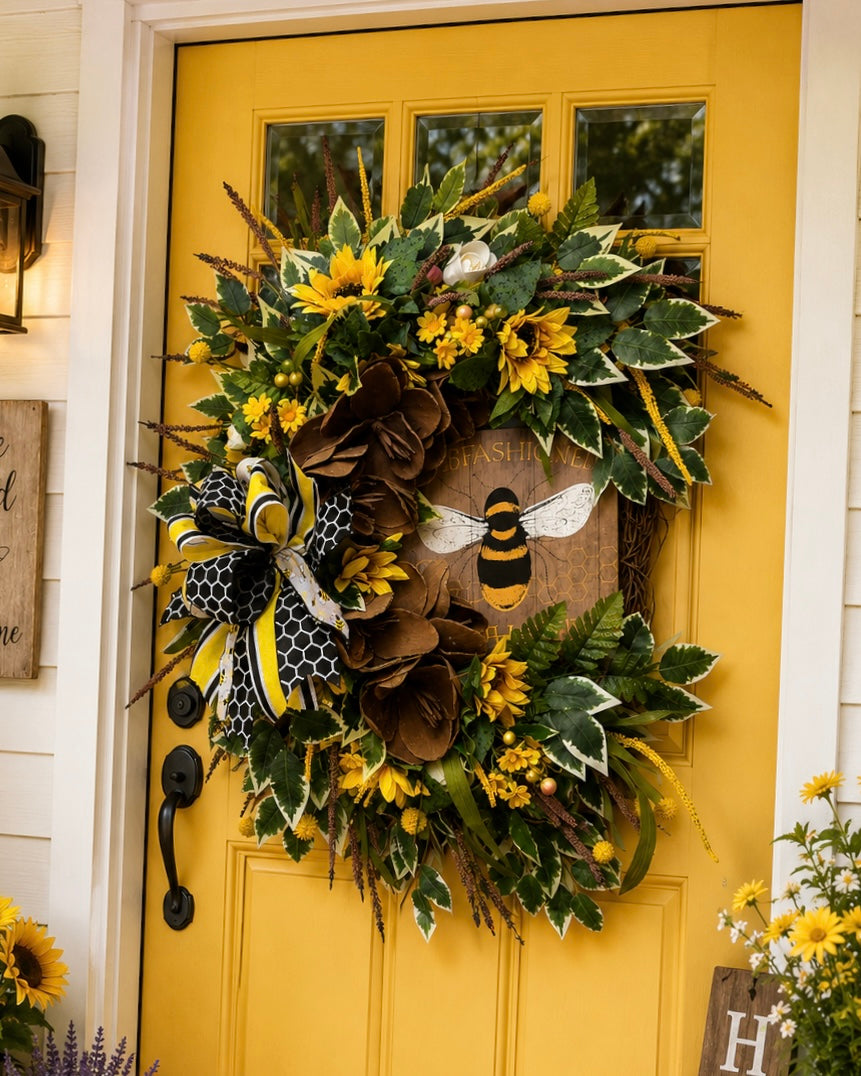 Bee Welcome Farmhouse Wreath 🐝🌻
