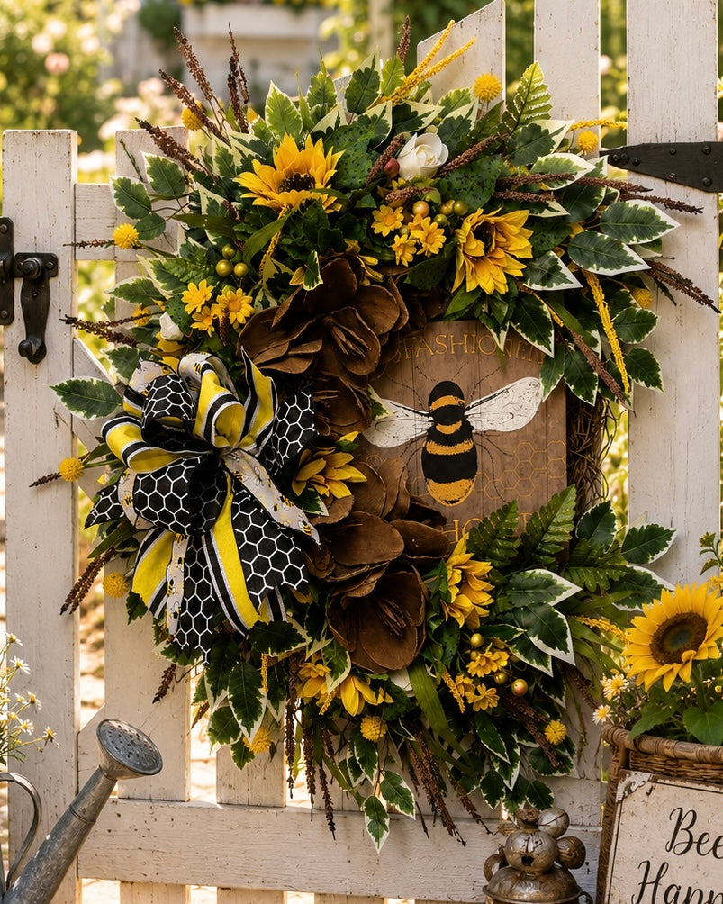 Bee Welcome Farmhouse Wreath 🐝🌻