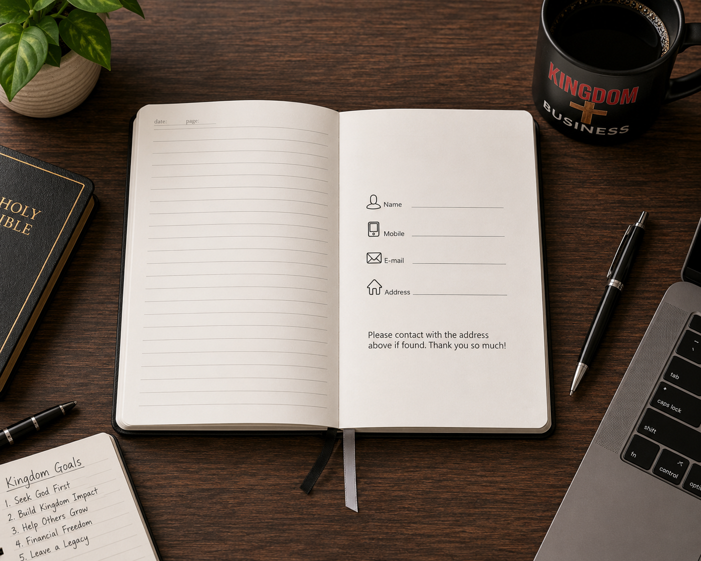 Kingdom Business Journal with Pen | Faith-Based Business Planner & Goal Setting Notebook