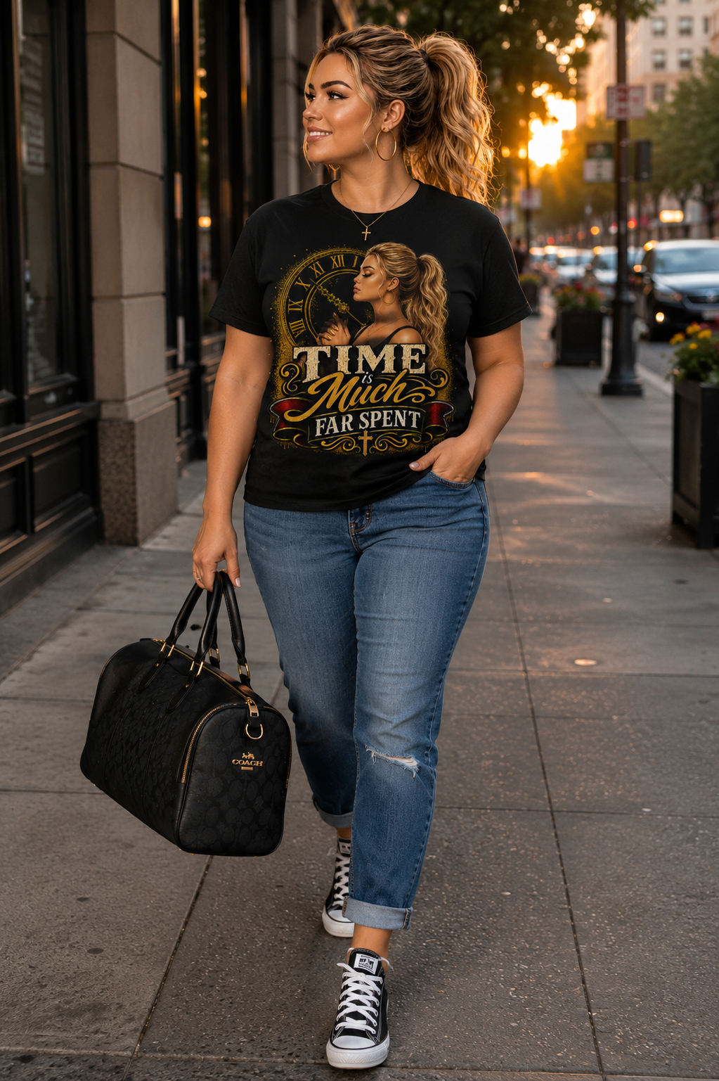 Time Is Much Far Spent Christian Graphic T-Shirt | Faith-Based Women's Inspirational Tee | Christian Gift