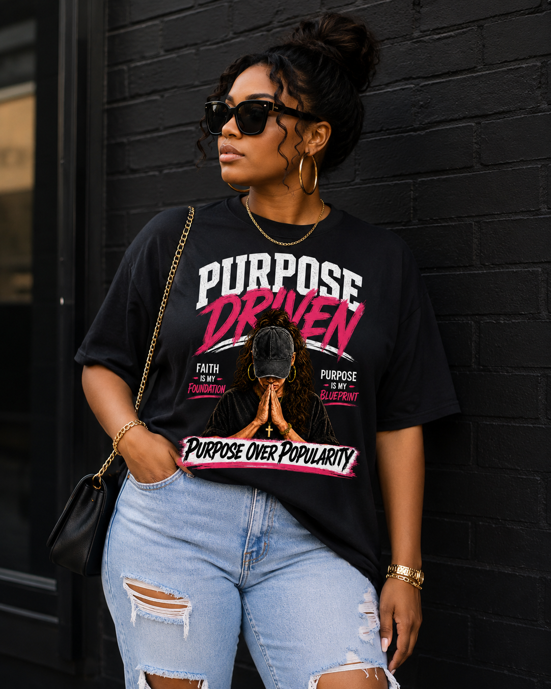 Purpose Over Popularity™ Christian T-Shirt | Faith Is My Foundation | Purpose Is My Blueprint | Inspirational Christian Graphic Tee