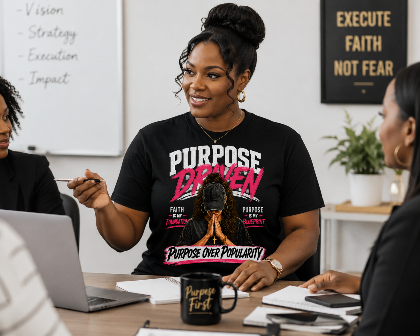 Purpose Over Popularity™ Christian T-Shirt | Faith Is My Foundation | Purpose Is My Blueprint | Inspirational Christian Graphic Tee