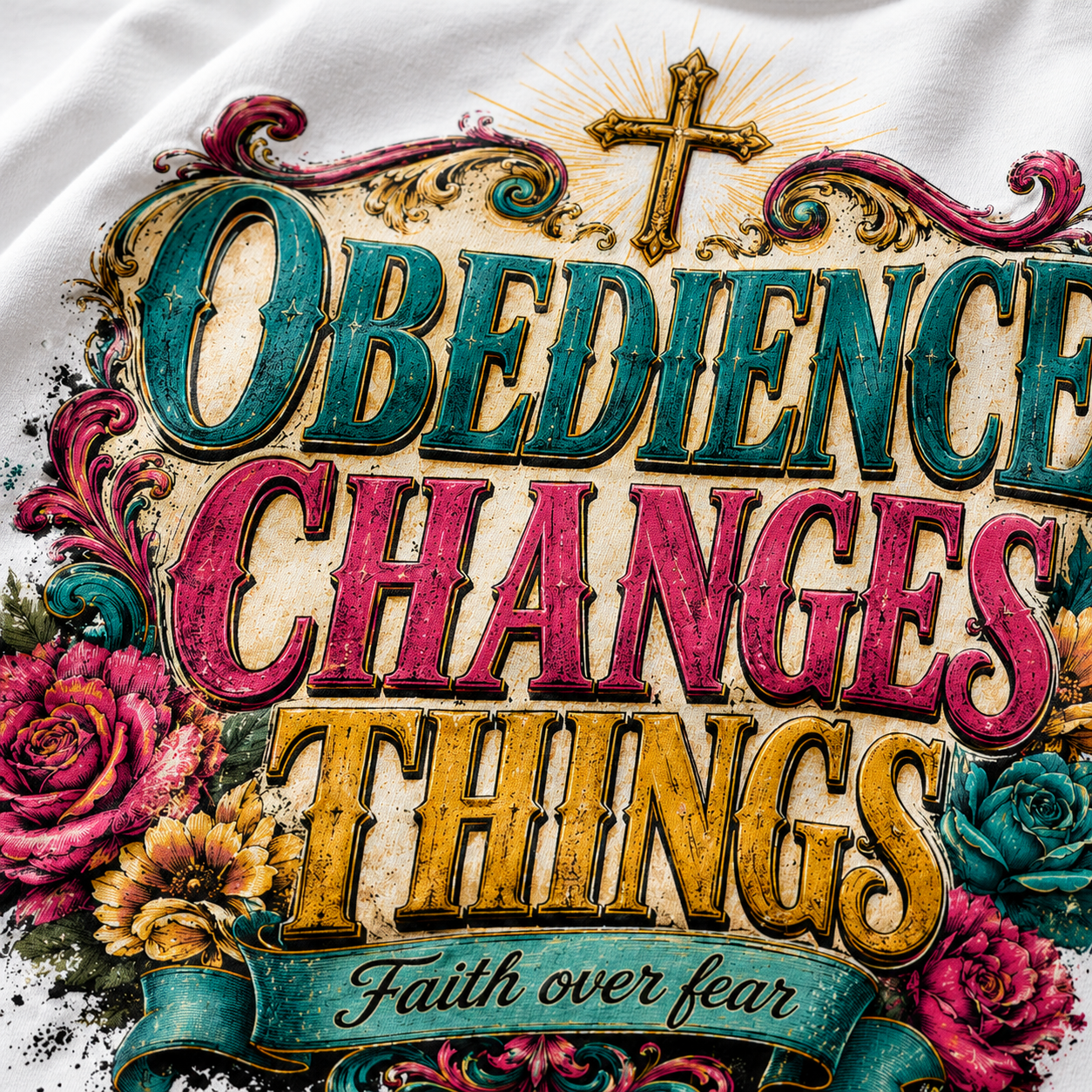 Obedience Changes Things T-Shirt — Christian Faith Cross Inspirational Tee
