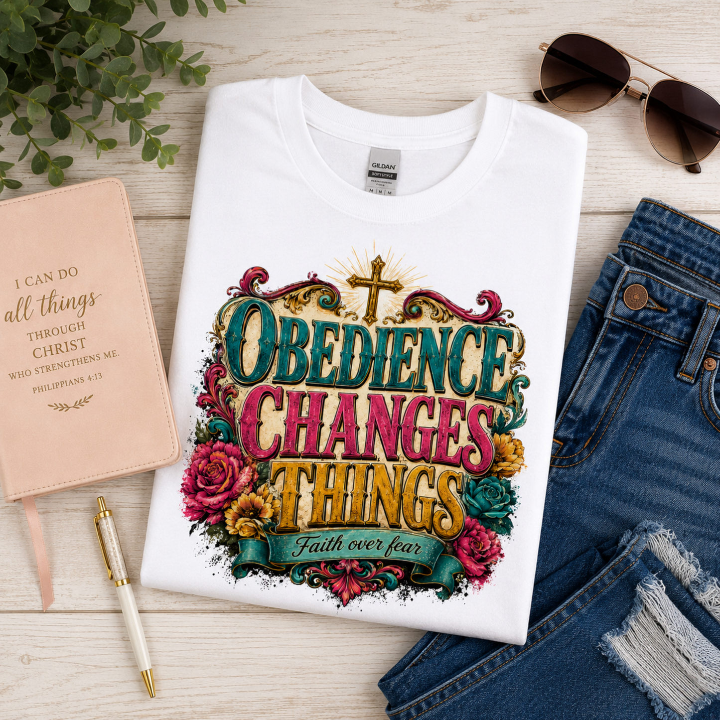Obedience Changes Things T-Shirt — Christian Faith Cross Inspirational Tee