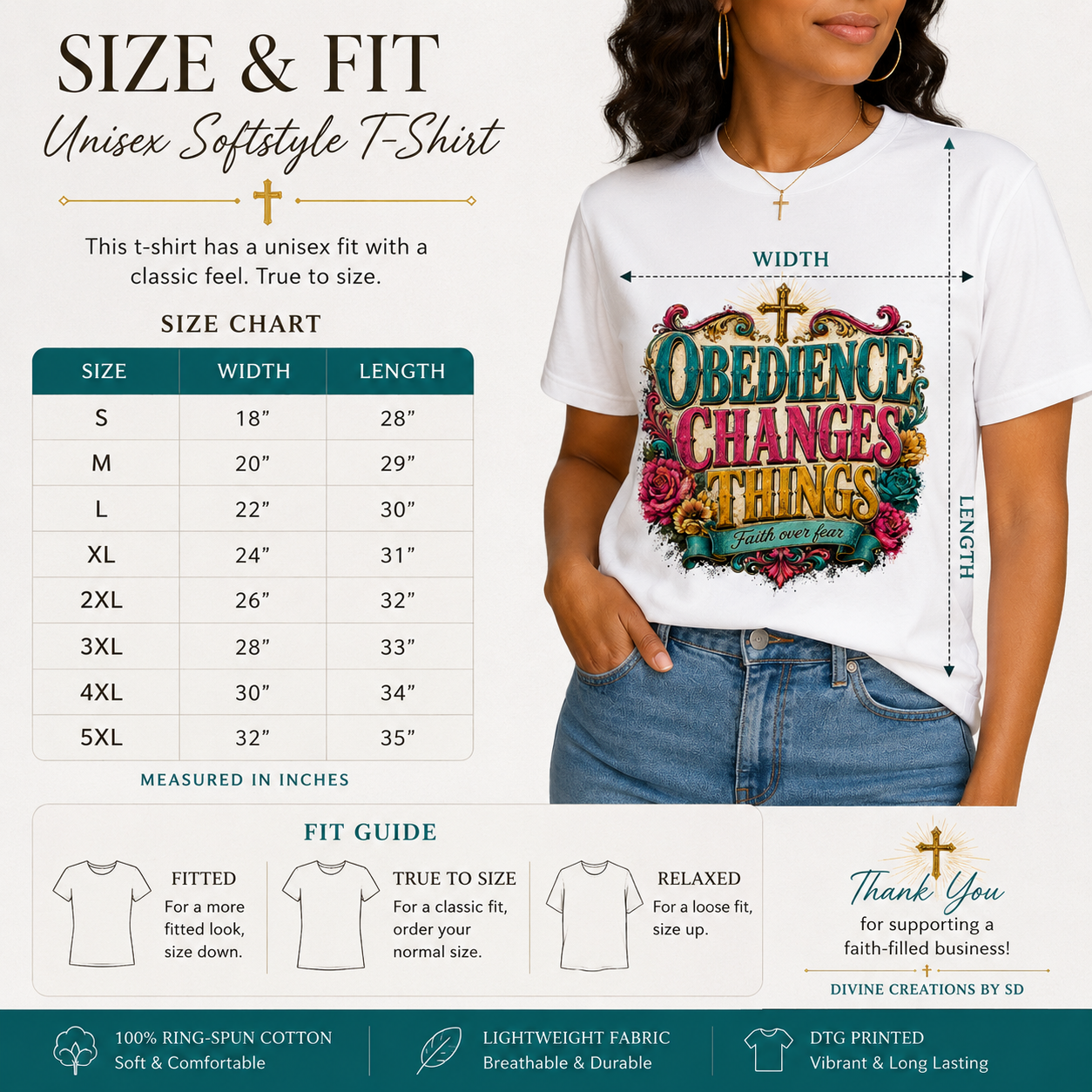 Obedience Changes Things T-Shirt — Christian Faith Cross Inspirational Tee