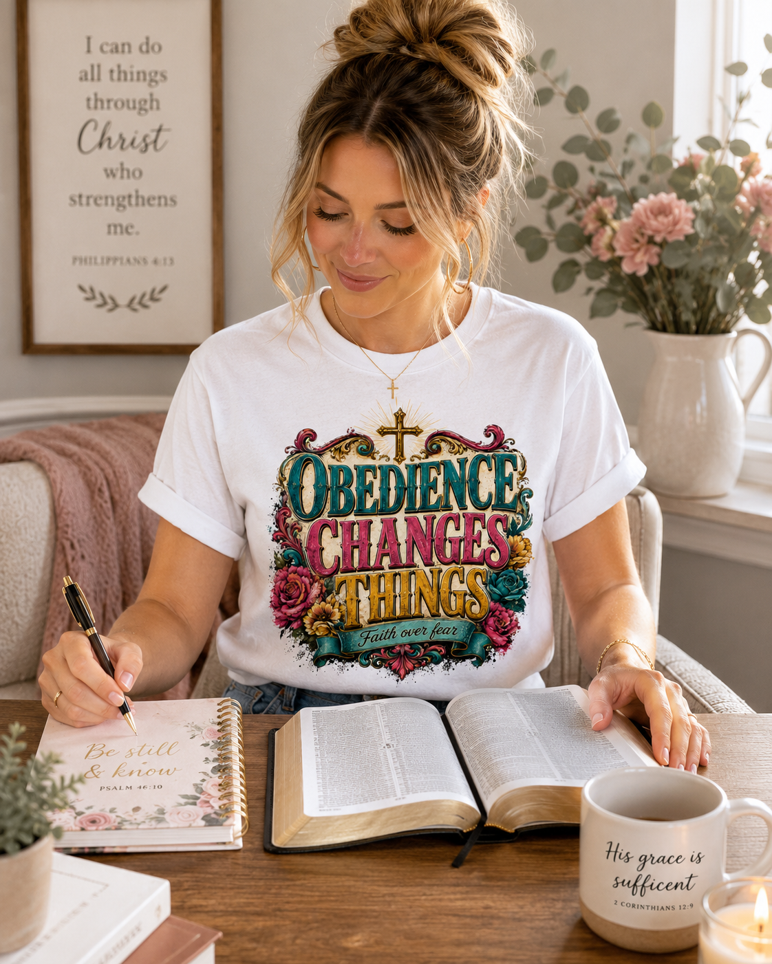 Obedience Changes Things T-Shirt — Christian Faith Cross Inspirational Tee