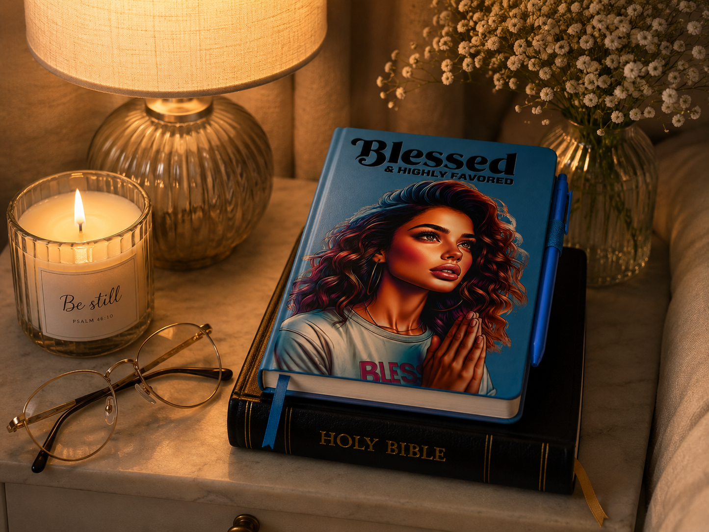 Blessed and Highly Favored Writing Journal – Lined Notebook with Empowered Woman Cover