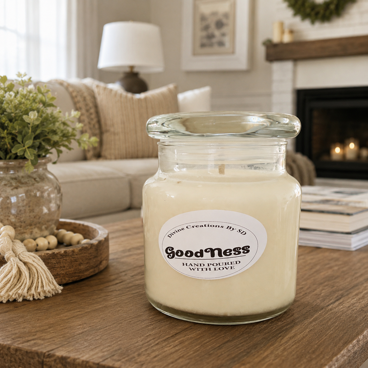 Goodness 16oz Coconut Soy Candle | Hand Poured Candle by Divine Creations by SD