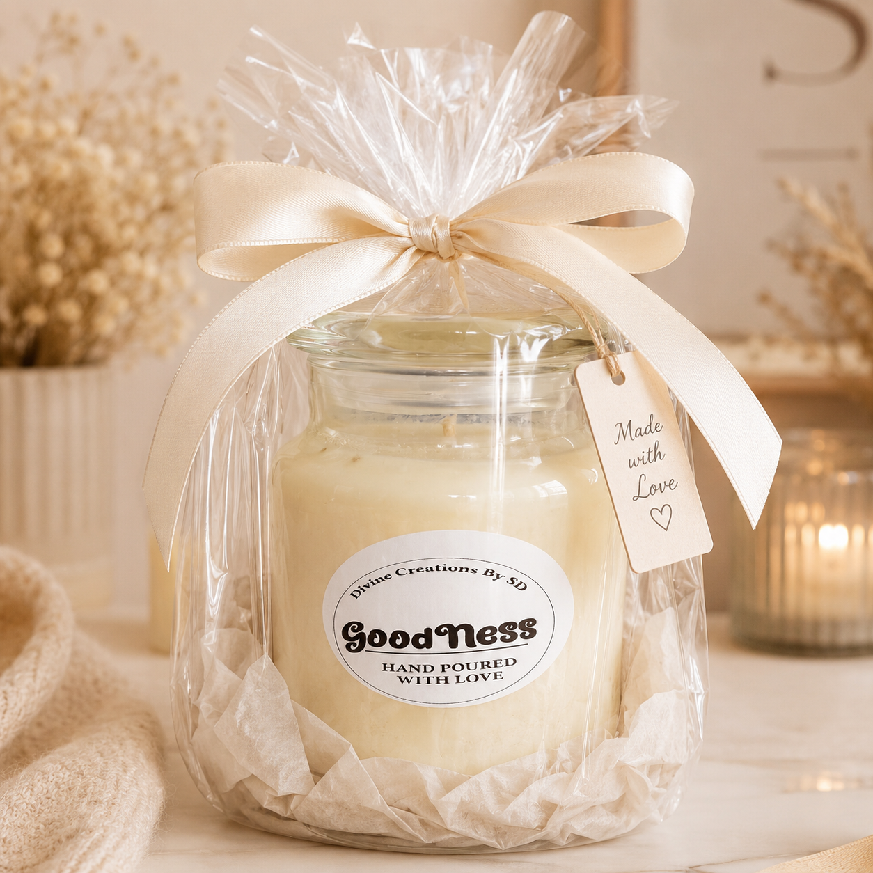 Goodness 16oz Coconut Soy Candle | Hand Poured Candle by Divine Creations by SD