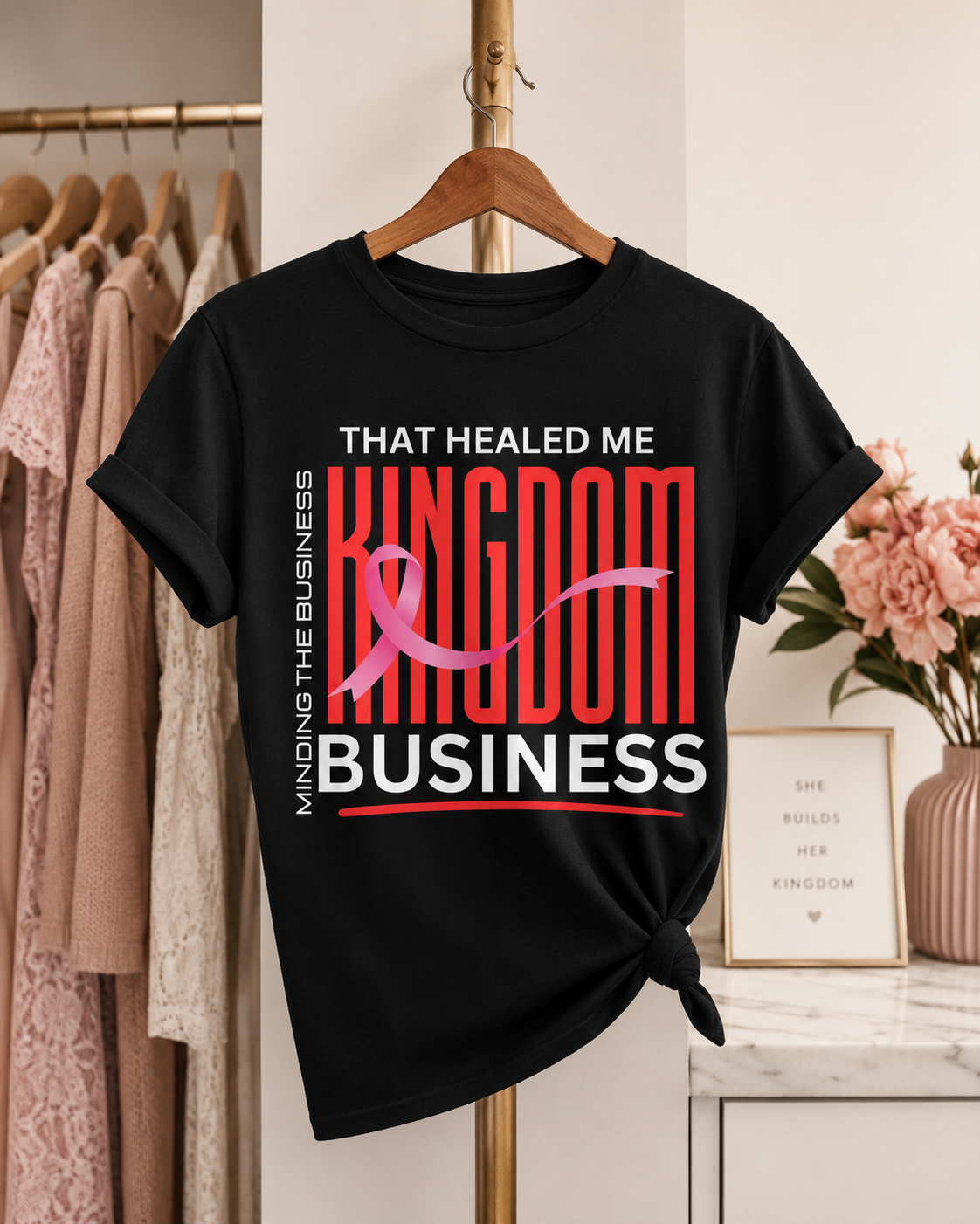 That Healed Me Kingdom Business Christian Breast Cancer Awareness T-Shirt | Faith-Based Inspirational Graphic Tee