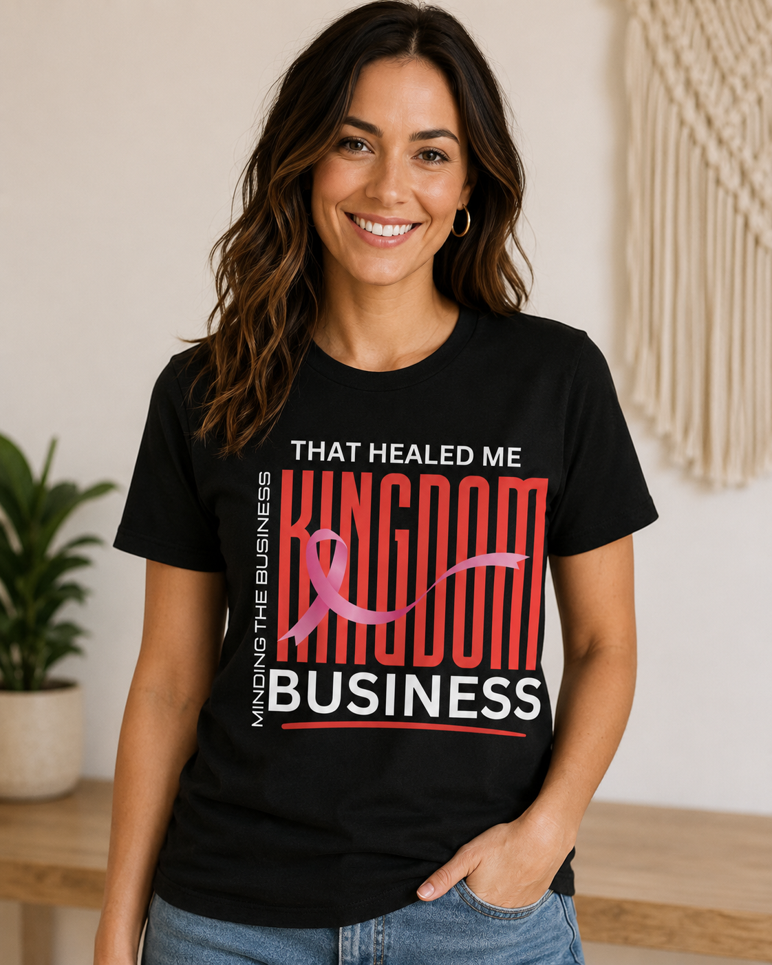 That Healed Me Kingdom Business Christian Breast Cancer Awareness T-Shirt | Faith-Based Inspirational Graphic Tee