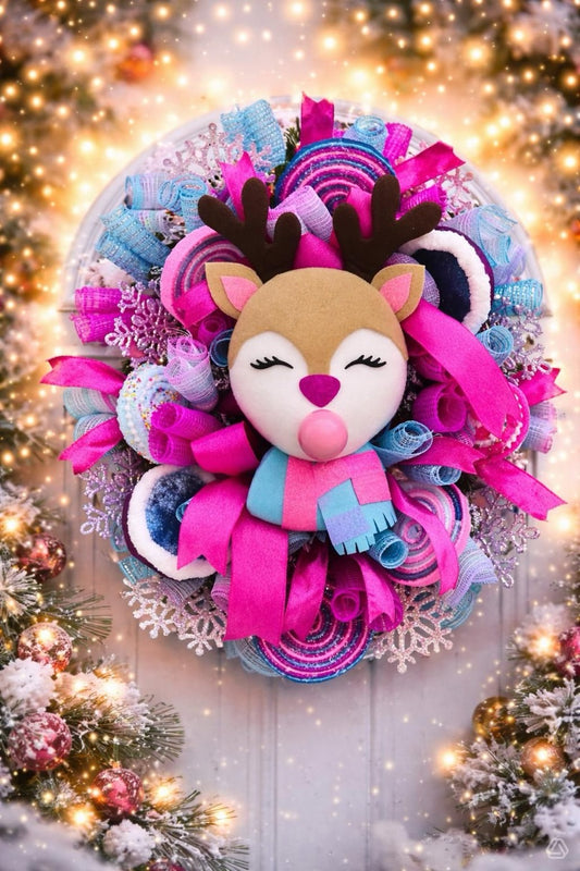 Handmade Reindeer Holiday Wreath